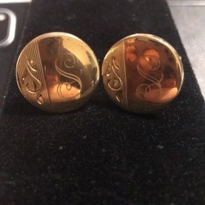 “S” engraved Gold FOSTER signed  CUFFLINKS